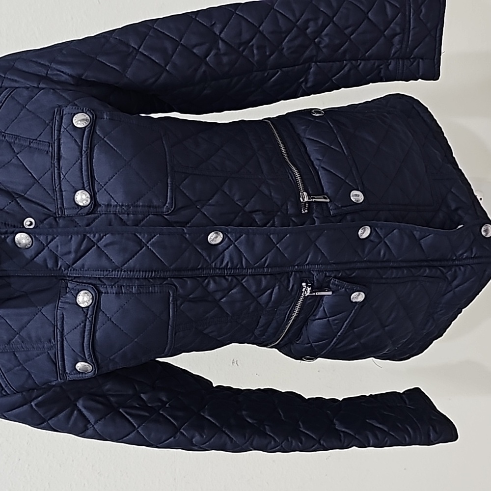 Tommy Hilfiger Diamond Puffer hoodie Jacket Coat Size XS navy blue - Picture 13 of 16